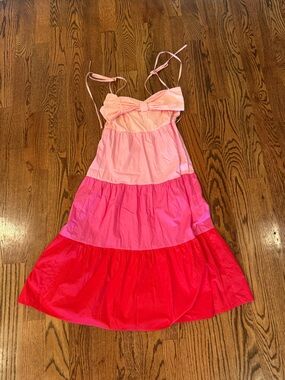 Tiered Pink Ombre Sundress with Bow Detail